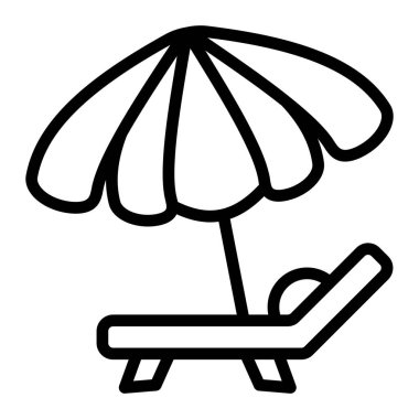 Sunbed Vektör Satırı Simge Tasarımı