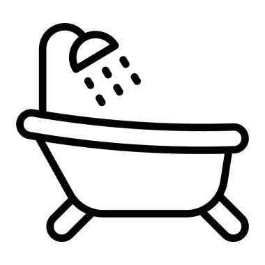 Küvet Vektör Satırı Simge Tasarımı