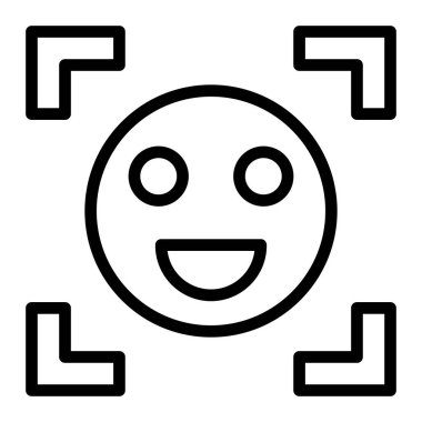 Yüz Tanıma Vektör Satırı Simgesi Tasarımı