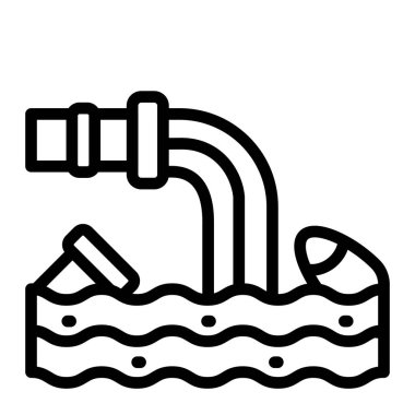 Su Kirliliği Çizgisi Simge Tasarımı