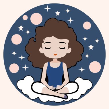 Güzel kıvırcık kız yoga egzersizlerini yapıyor.