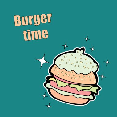 Its burger time green background clipart