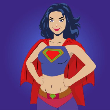 Kırmızı pelerinli süper kadın kurtarıcı.