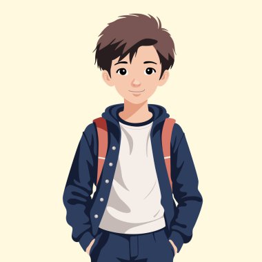 Renkli yakışıklı okul çocuğu