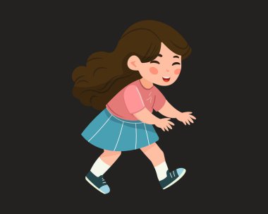 Siyah arka plandaki sevimli ve mutlu Asyalı çocuk izole edilmiş.