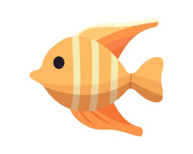 Sarı deniz balığı. Akvaryum balığı. Düz stil bir karakter. Vektör illüstrasyonu.