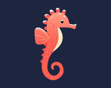 Portakal rengi şirin bir karikatür. Düz stil. Deniz hayvanı karakterinin izole bir çizimi.