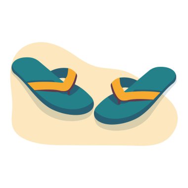 Düz gölgeli plaj terlikleri. Vektör illüstrasyonu