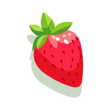 Strawberry düz stil vektör çizimi. Beyaz arkaplanda taze meyve.