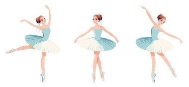 Beyaz arka planda dans eden beyaz elbiseli güzel bir takım. Çizgi film tarzında vektör illüstrasyonu