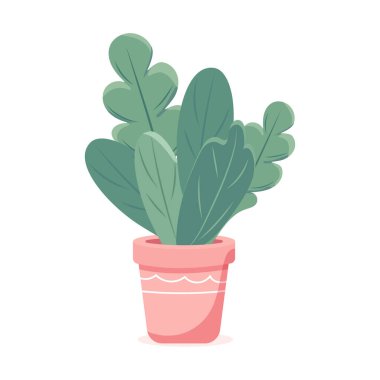 Çiçekler çiçek saksısında beyaz arka planda. Çizgi film tarzında vektör illüstrasyonu