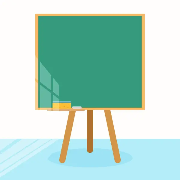 Ahşap çerçeveli boş yeşil karatahta. Çizgi film tarzında vektör illüstrasyonu