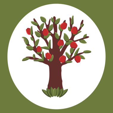 Dört mevsim ağacı - bahar, yaz, sonbahar, kış beyaz arka planda. Çizgi film tarzında vektör illüstrasyonu