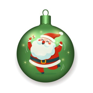 Noel Baba ve sim ile güzel Noel baloları. Yılbaşı ağacı ve Noel tasarımı için süslemeler. Vektör illüstrasyonu 