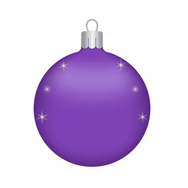 Beyaz arka planda Mor Noel Balosu. Yılbaşı ağacı ve Noel tasarımı için süslemeler. Vektör gerçekçi nesne Resim 10 EPS