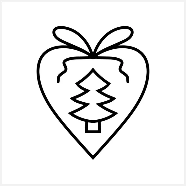 Coeur Noël Avec Ruban Isolé Love Icône Dessinée Main Doodle — Image vectorielle
