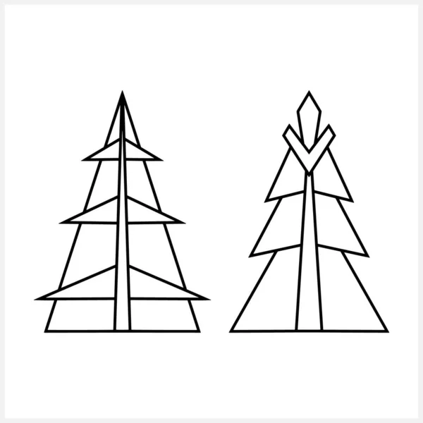 クリスマスツリーのアイコンは隔離された Xmasスケッチ ぬりえページブック ベクターストックイラスト Eps — ストックベクタ
