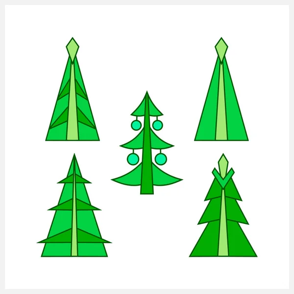 クリスマスツリーのアイコンは隔離された Xmasスケッチ 漫画ベクターのストックイラスト Eps — ストックベクタ