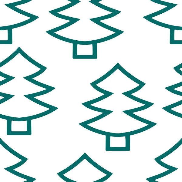Doodle Naadloos Patroon Geïsoleerd Schets Kerstboom Vector Stock Illustratie Eps — Stockvector