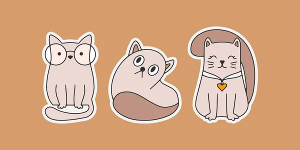 Doodle Kot Clipart Ręcznie Rysowana Naklejka Szkic Zwierzęcia Ilustracja Wektora — Wektor stockowy