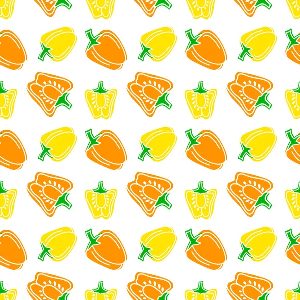 Doodle Pepper Seamless Pattern Isolated Food Vector Stock Illustration Eps — 스톡 벡터