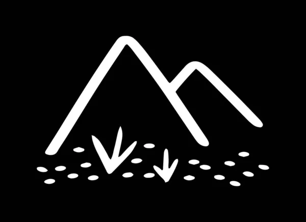 Mountain Icon Hand Drawn Line Art Sketch Vector Stock Illustration — 스톡 벡터