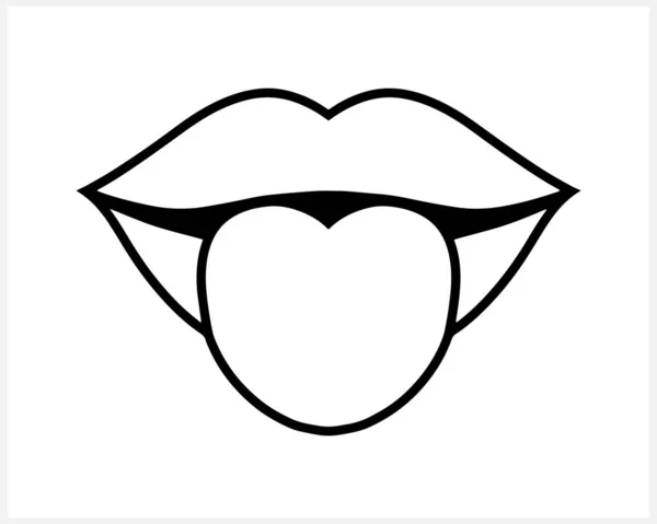 Doodle Part Face People Isolated Lips Hand Drawn Line Art — Stock Vector