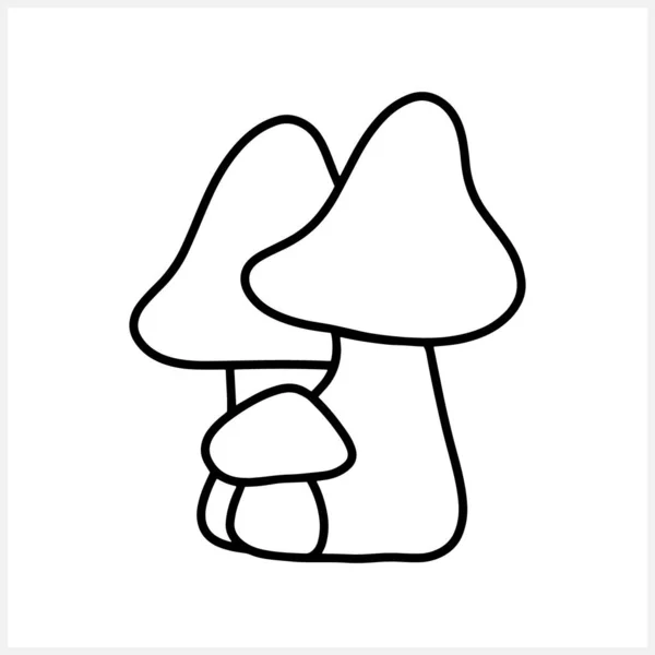 Doodle Mushroom Icon Icolated Vegetable Healthy Food Hand Drawn Art — Stock Vector
