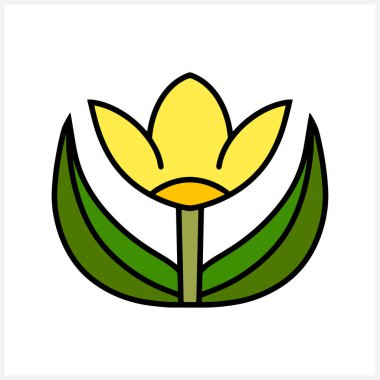 Yaprak çatallı karalama çiçeği. Çizgi film Doğa Vektörü hisse senedi çizimi EPS 10.