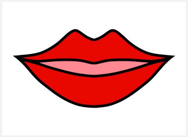 İzole edilmiş insanların karalama kısmı. Dudaklar kırmızı el çizimi sanat eseri. Taslak vektör stok çizimi. EPS 10