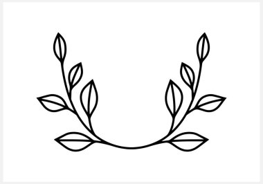 Çelenk simgesi izole edildi. Eko klipsli. Yapraklı dal. Çerçeve, sınır. Vektör hisse senedi çizimi. EPS 10