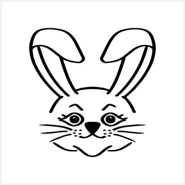 Doodle tavşan ikonu Paskalya çizgisi sanat Tavşanı tasarım Vektör hisse senedi illüstrasyonu EPS 10