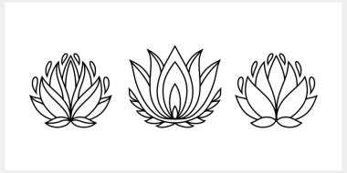 Lotus flower doodle icon. Sketch vector stock illustration. EPS 10