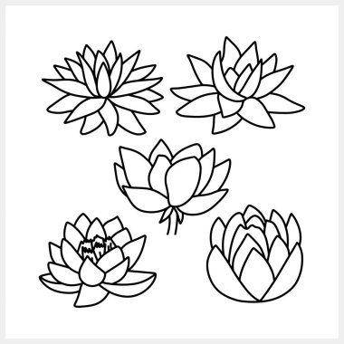 Lotus flower doodle icon. Sketch vector stock illustration. EPS 10