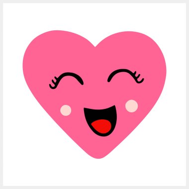 Doodle trendy face happy heart clipart Hand drawn love cartoon vector stock illustration EPS 10