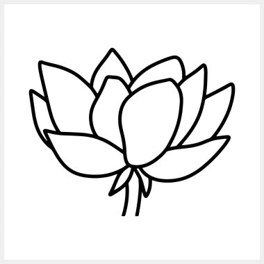 Lotus flower doodle icon. Sketch vector stock illustration. EPS 10
