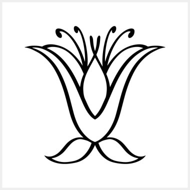 Lotus flower doodle icon. Sketch vector stock illustration. EPS 10