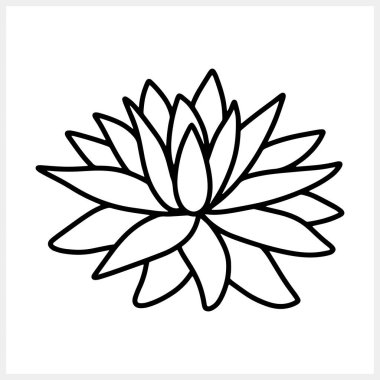 Lotus flower doodle icon. Sketch vector stock illustration. EPS 10