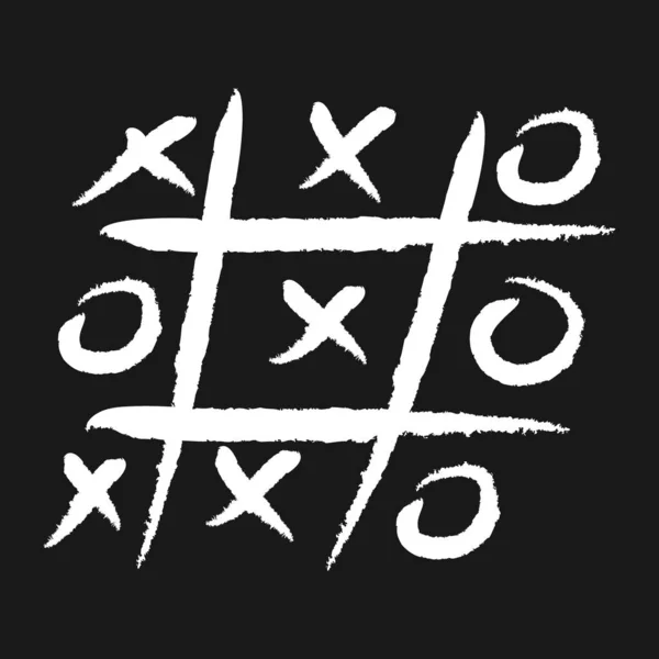 Doodle Tic Tac Toe Game Cross Circle Icon Hand Drawn — 图库矢量图片