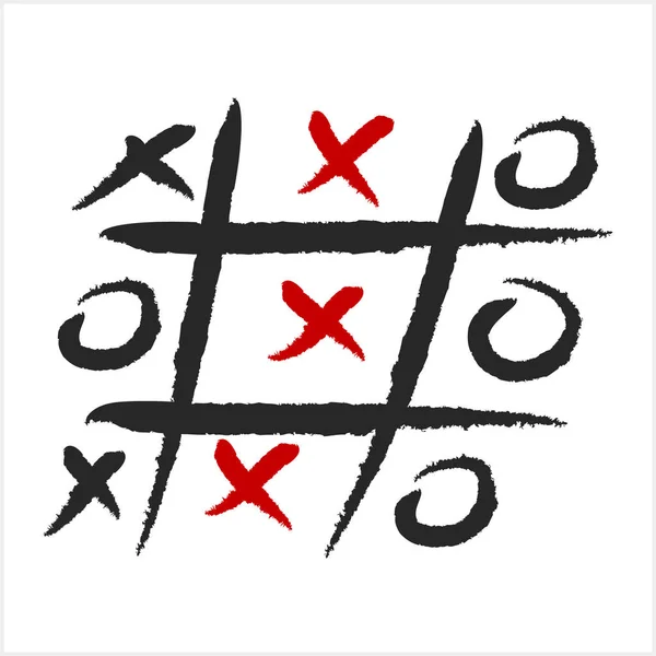 Doodle Tic Tac Toe Game Cross Circle Icon Hand Drawn — 图库矢量图片