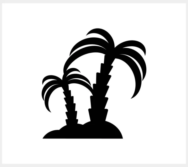 Palmeira Com Clipart Onda Isolado Ilustração Estoque Vetor Estêncil Eps —  Vetores de Stock