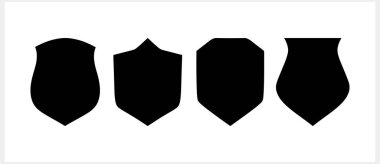 Kalkan, koruma ikonu izole edildi. Tabela düz tabela ile doldurulmuş. Vektör hisse senedi çizimi. EPS 10