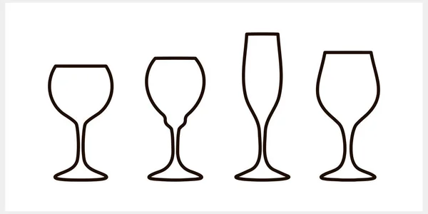 Wijn Glas Toast Icoon Geïsoleerd Schets Handtekening Vector Stock Illustratie — Stockvector