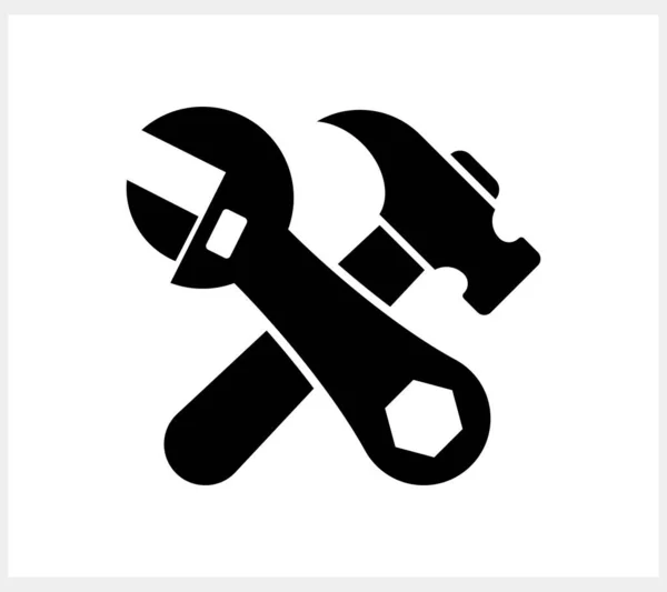 Stencil Adjustable Wrench Hammer Icon Isolated Vector Stock Illustration Eps — Stock Vector