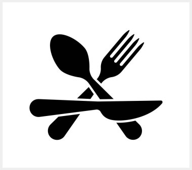Stencil çatal kaşık bıçak ikonu izole yiyecek clipart Vector stok illüstrasyon EPS 10
