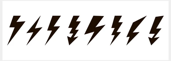 Lightning Vector Icon Isolated Thunder Charging Power Electricity Energy Batteries — Stock Vector