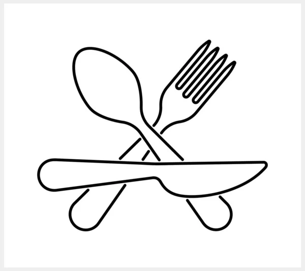 Croquis Cuillère Couteau Icône Isolé Clipart Alimentaire Vectoriel Illustration Stock — Image vectorielle