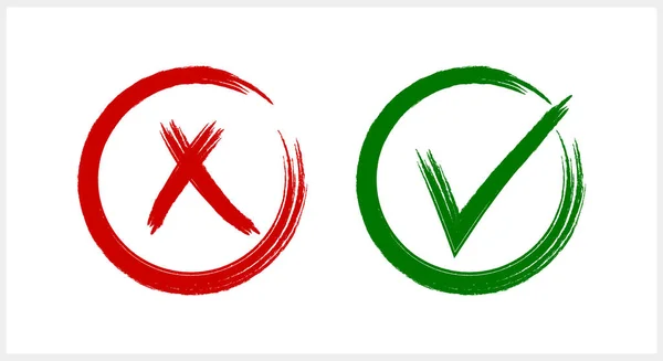 Green Tick Red Cross Icon Check Mark Clipart Set Yes — Stockvektor