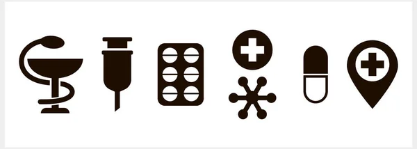 Orvosi Ikon Elkülönítve Stencil Előfizetői Vektorkészlet Illusztráció Eps — Stock Vector