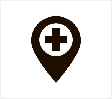 Şablon tıbbı GPS simgesi Pointer Clipart Doodlr vektör stok illüstrasyonu EPS 10